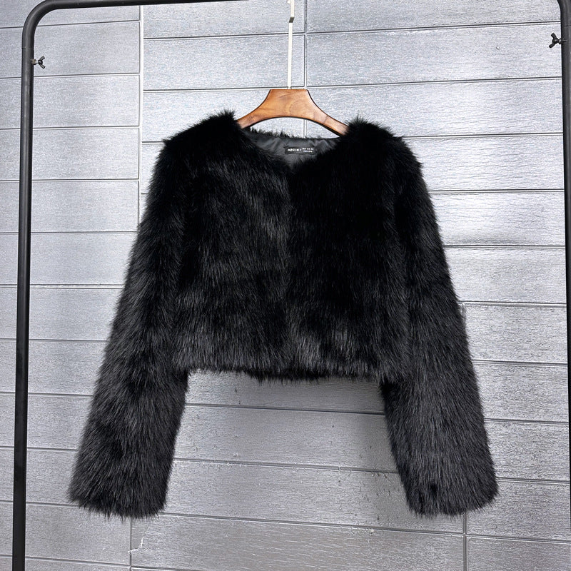 Women's Imitation Tuscan Fur Korean Style Solid Coats