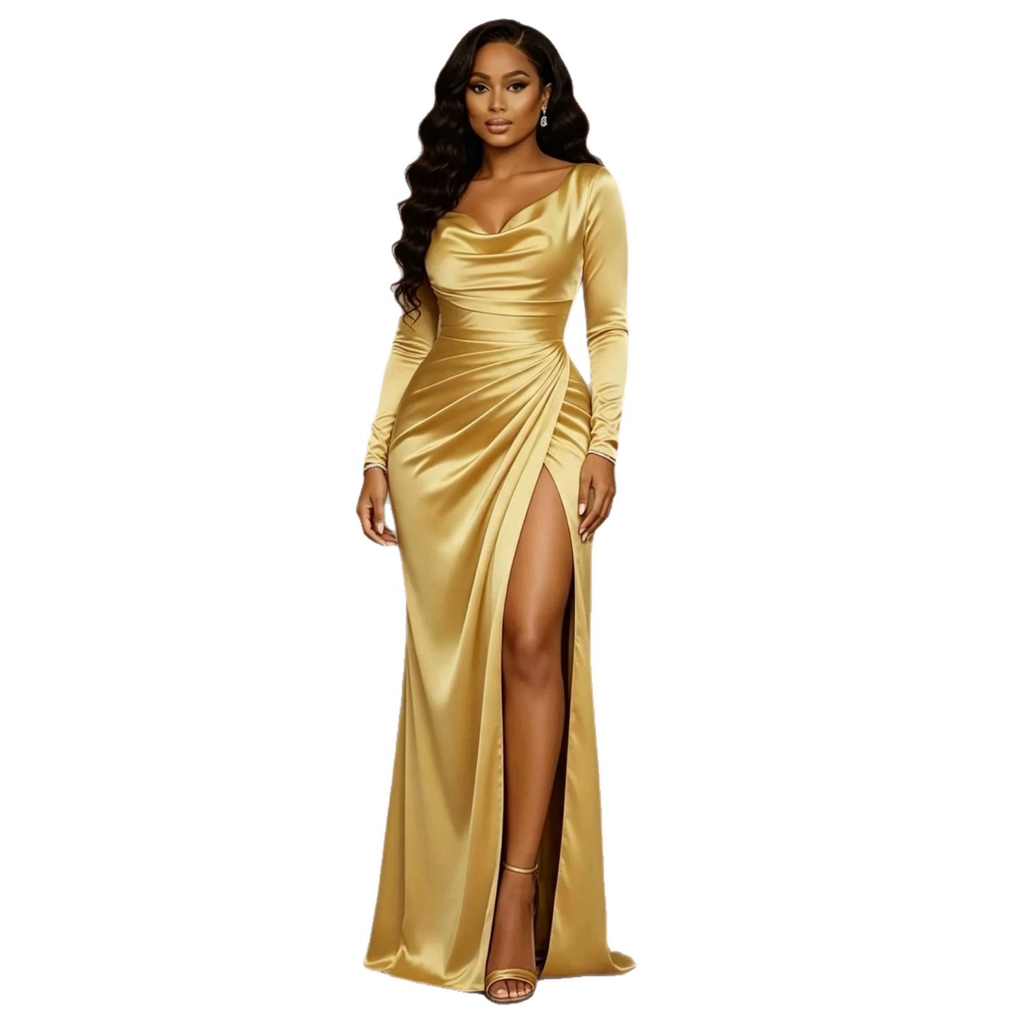 Women's Split Waist Fitted Slim Fit Temperament Dress