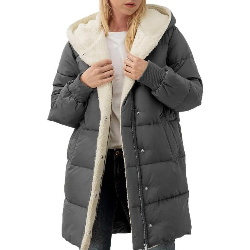 Hooded Cotton Long Sleeve Double-sided Veet Slim Coats