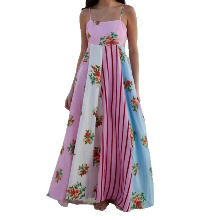 Women's Summer Sexy Strap Vacation Style Printed Sleeveless Swing Dress