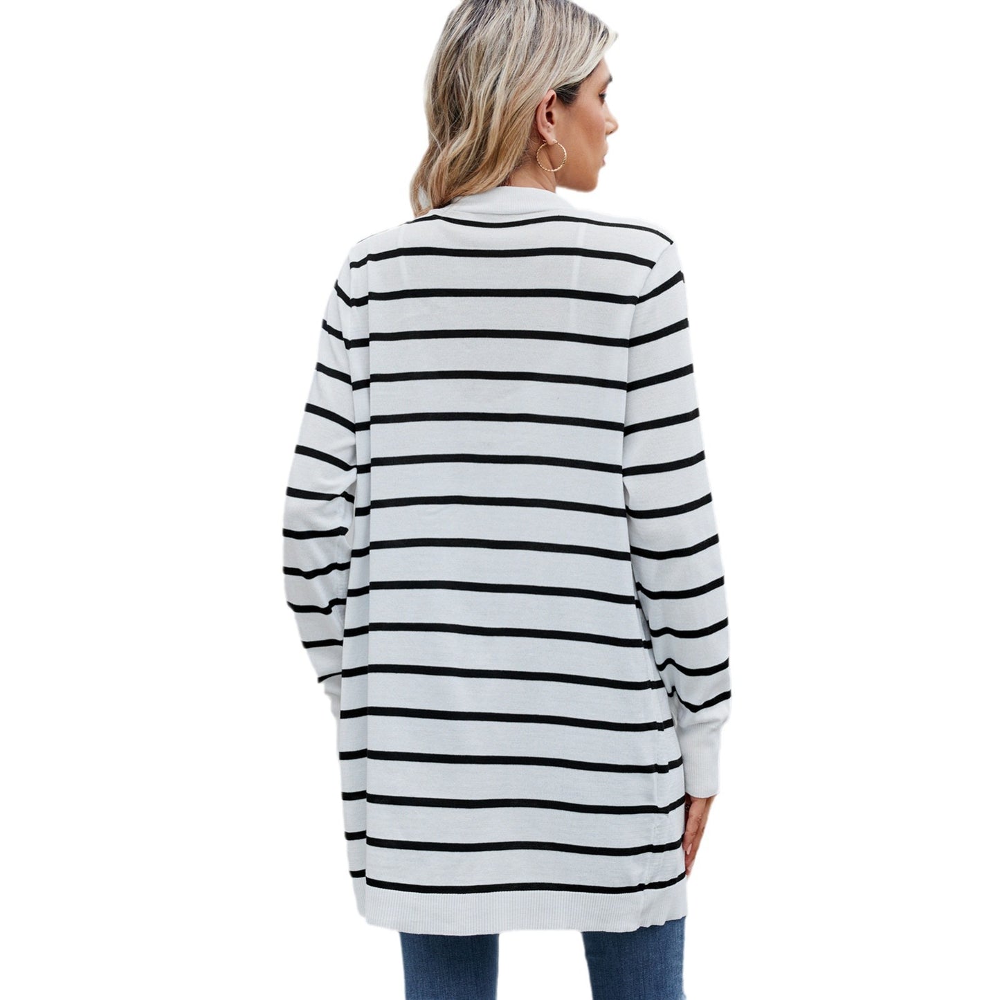 Comfortable Attractive Women's Long Knitted Striped Sweaters