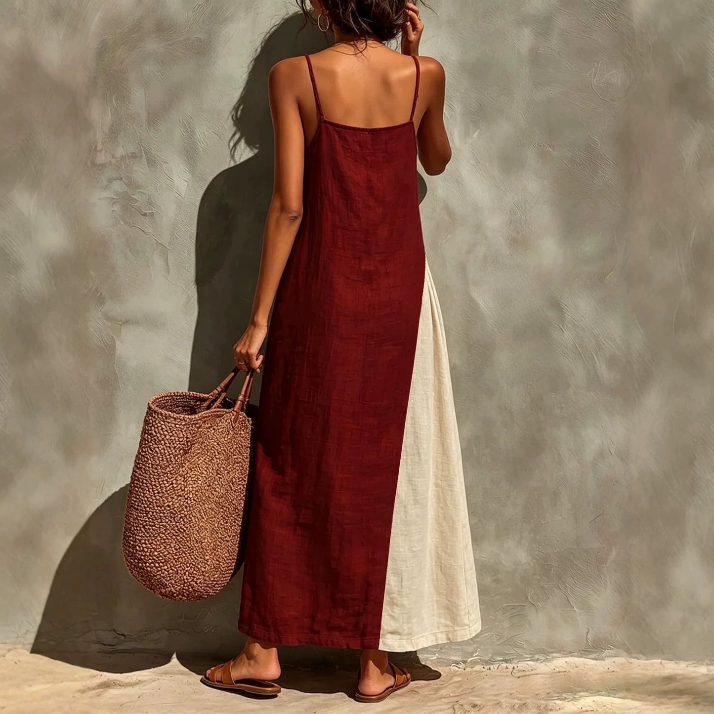 Women's Summer Cotton Linen Versatile Simple Camisole Dress