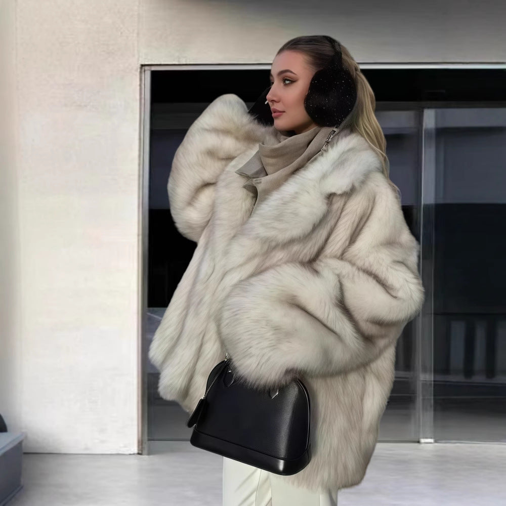 Senior Idle Style Faux Fox Fur Coats