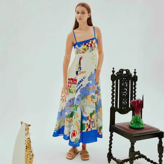 New Sexy Sling Iti Linen Swing Dress