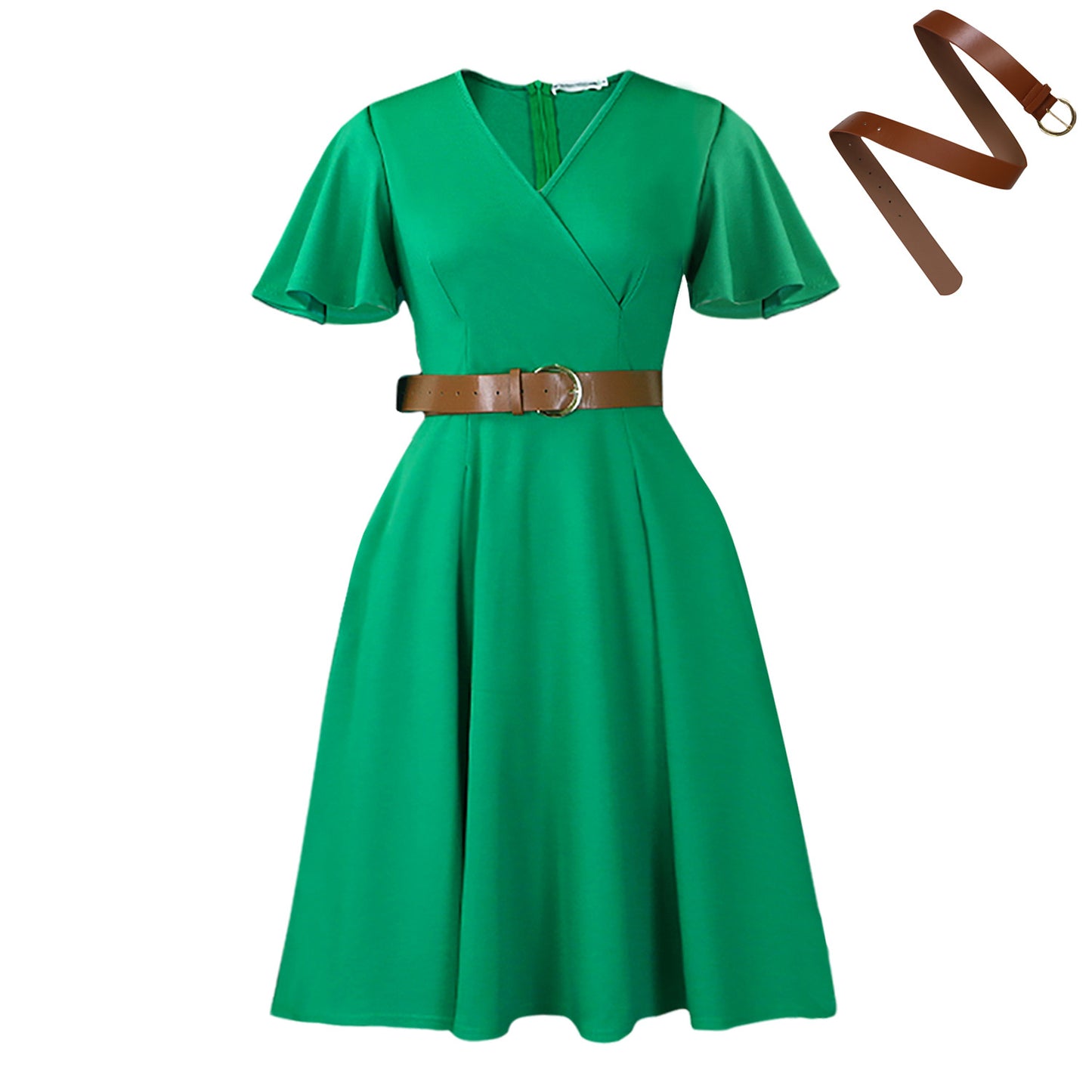 Women's Fashion Elegant Solid Color Flared Sleeves Dress