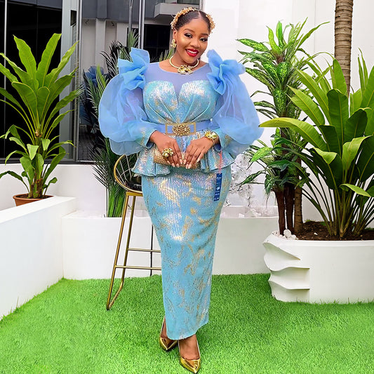 Women's African Wear Dress Fashionable Sequins Christmas Dresses