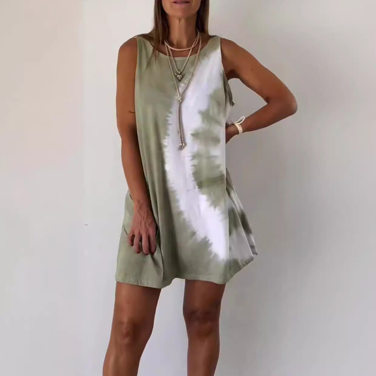 Women's Summer Fashion Sleeveless Simple Holiday Round Dresses