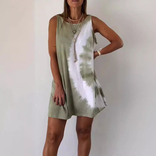Women's Summer Fashion Sleeveless Simple Holiday Round Dresses