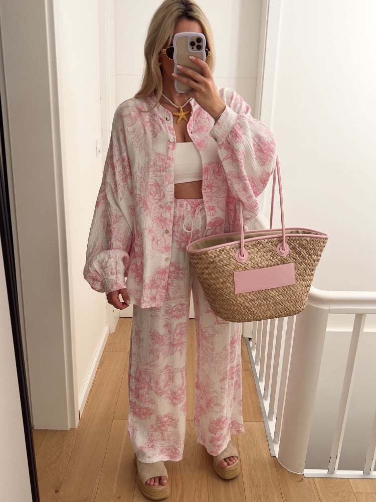 Women's Long Sleeve High Waist Straight Two-piece Fashion Temperament Suits