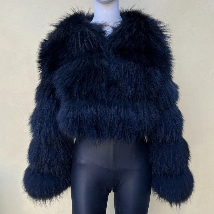 Women's Beautiful Winter Fur Imitation Stitching Coats