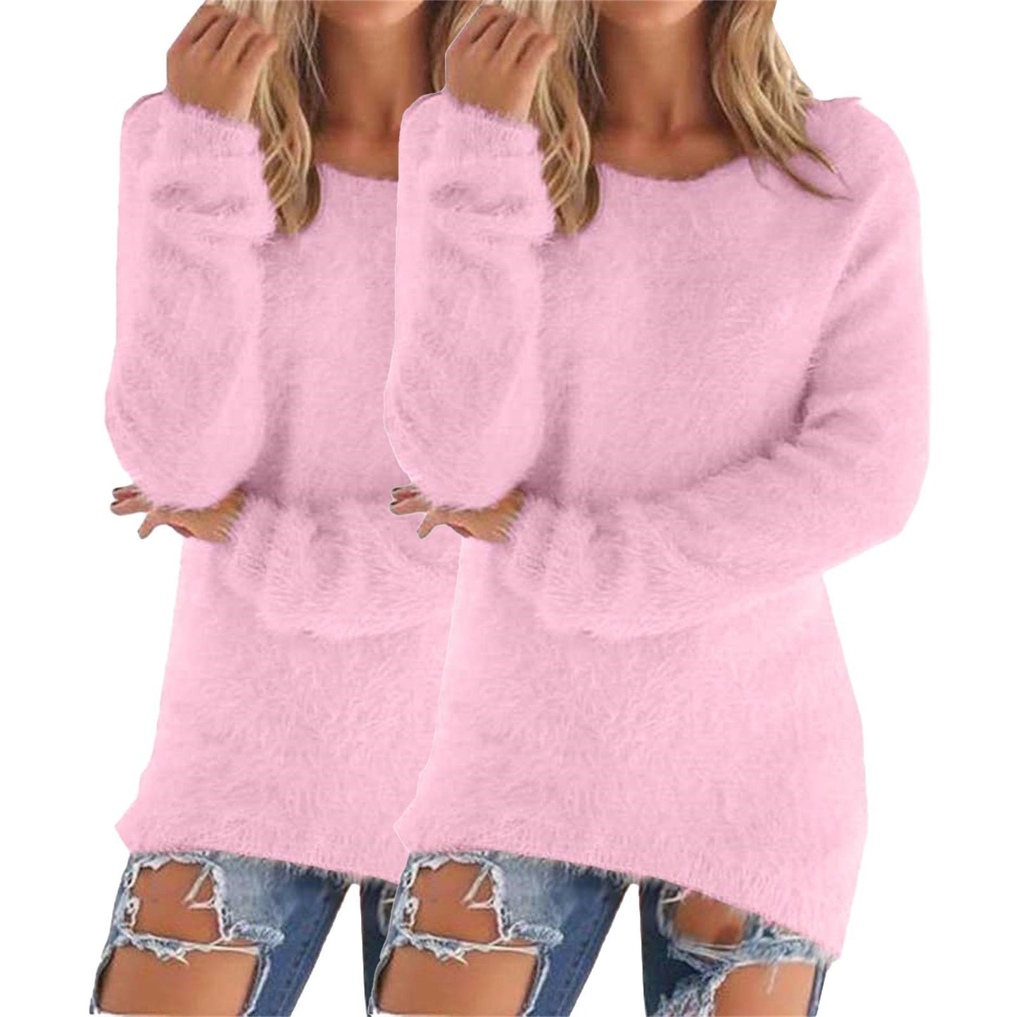 Women's Fashion Wear Winter Round Neck Fleece Sweater