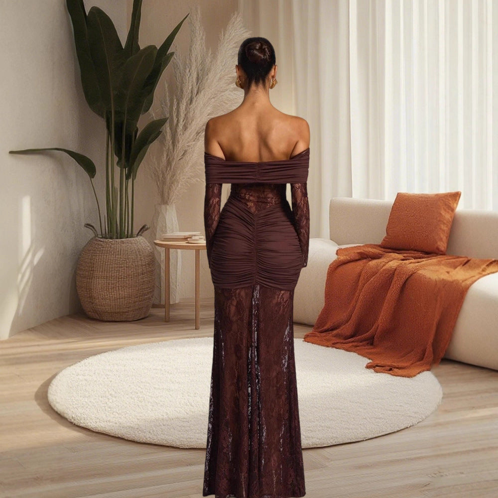 Sexy Cutout Long-sleeved Fishtail Long Dress Dresses