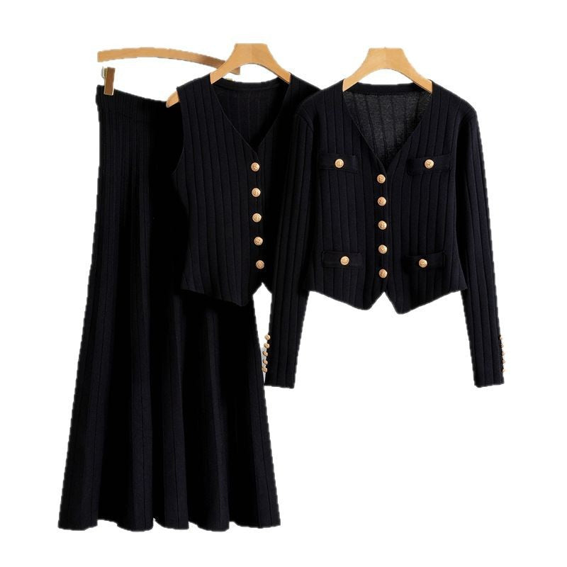 Women's Korean Style Three-piece Set Knitted Fashion Casual Suit