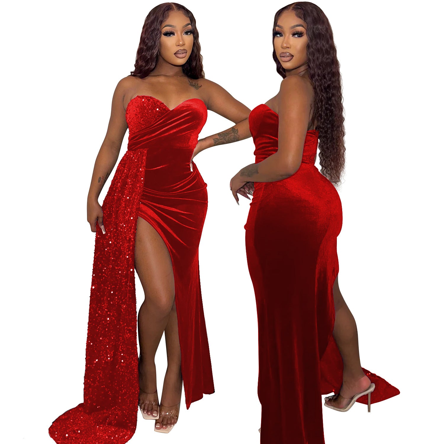 Women's Sexy Nightclub Party Sequin Swing Stitching Dresses – Wshirt