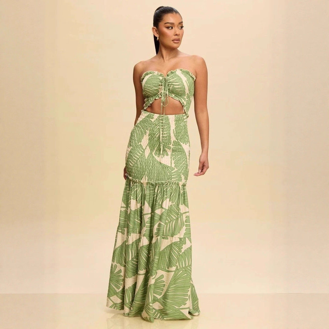 Women's Fashion Wear Printed Tube Cinched Dress Dresses