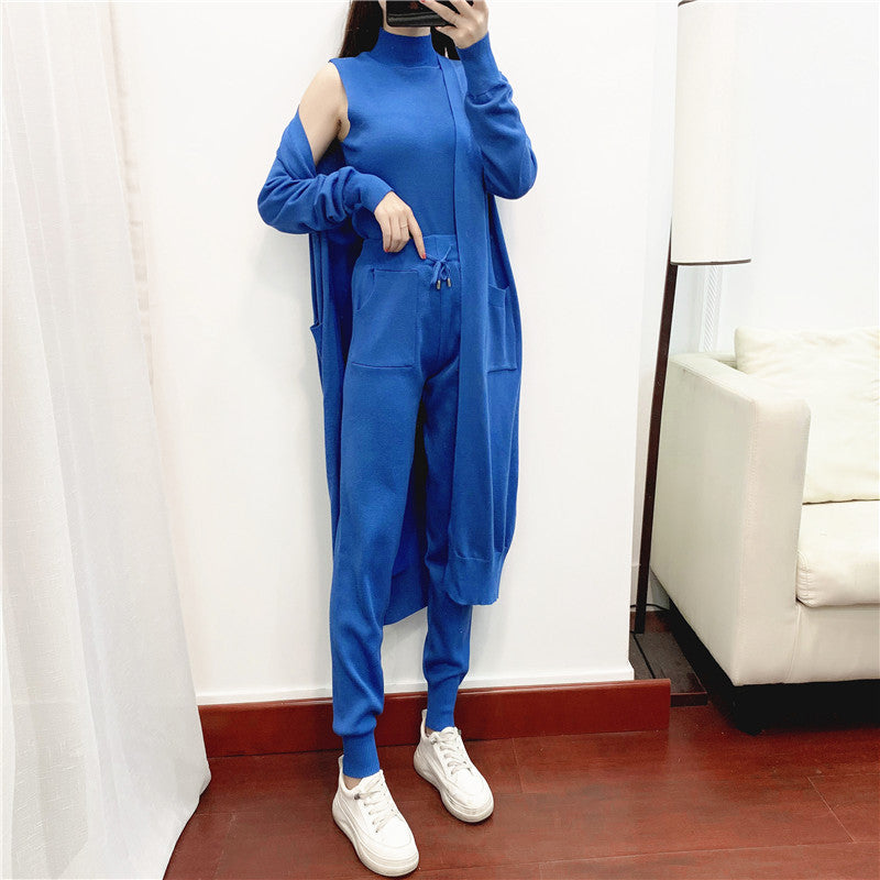 Durable Women's Fashionable Graceful Knitted Three-piece Pants