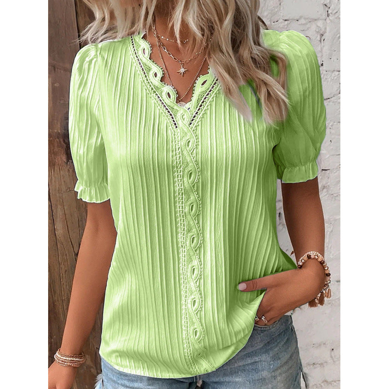 Women's Summer Holiday Fashion Short-sleeved Shirt Blouses