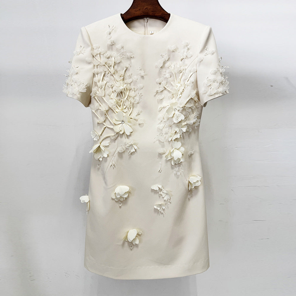 Small Fashionable Three-dimensional Flower Beaded Sleeve Shorts