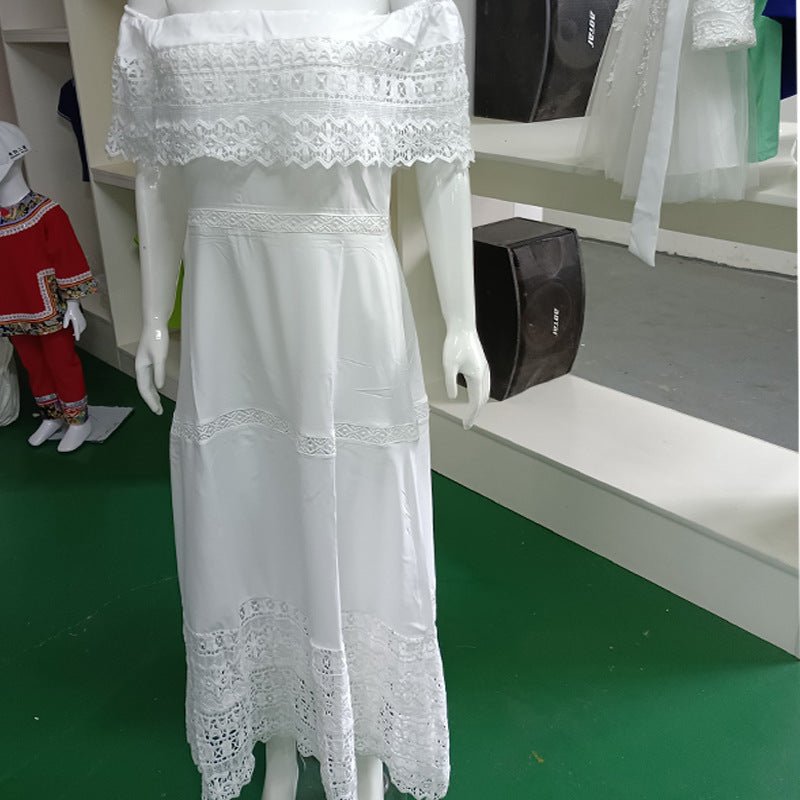 Women's Casual Fashion Stitching Lace Dress Dresses