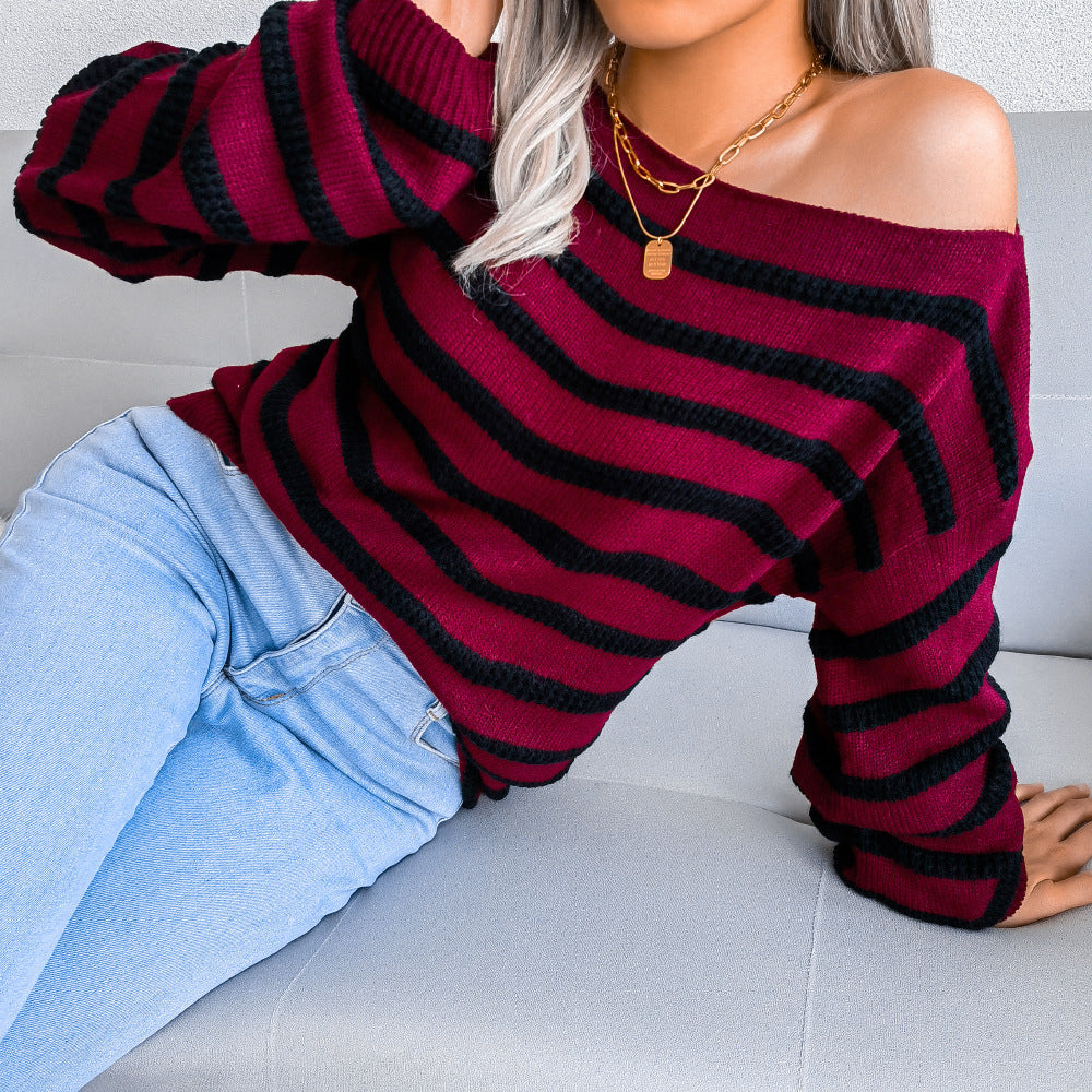 Women's Clearance Casual Loose Striped Knitted Clothing