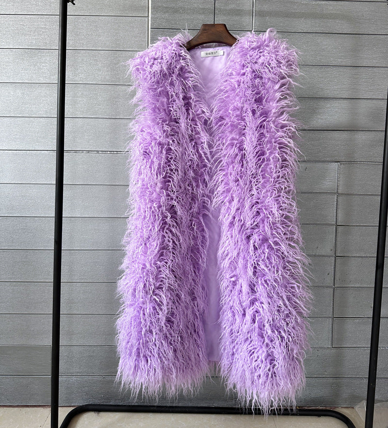 Women's Winter Lengthened Imitated Tibet Sheep Fur Coats