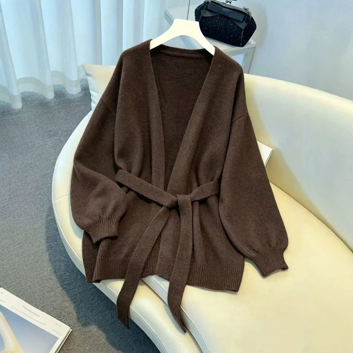 Women's Casual Knitted Loose Lazy Style Waist Trimming Women's Sweater