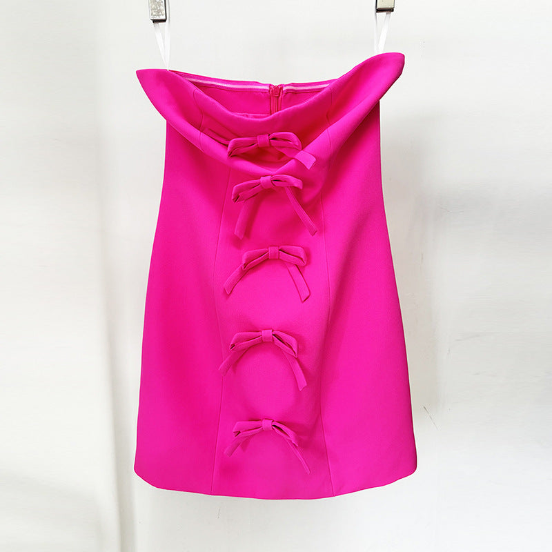 Slouchy Fluorescent Powder Bow Tube Dress Tops