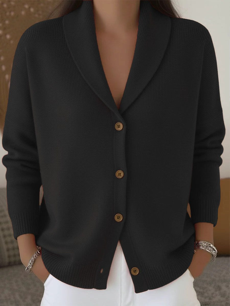 Women's Lazy Style Lapel Button Solid Color Long Cardigans
