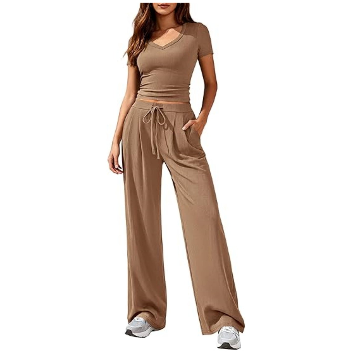 Women's Solid Color Wide Leg For Fashion Casual Suit