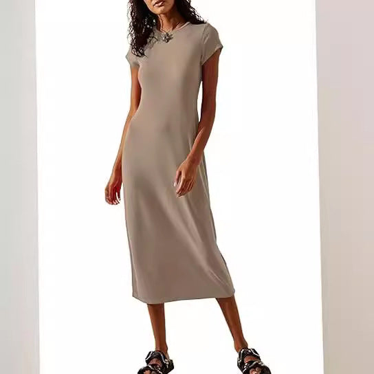 Women's Popular Solid Color Sexy Sleeve Sheath Dress
