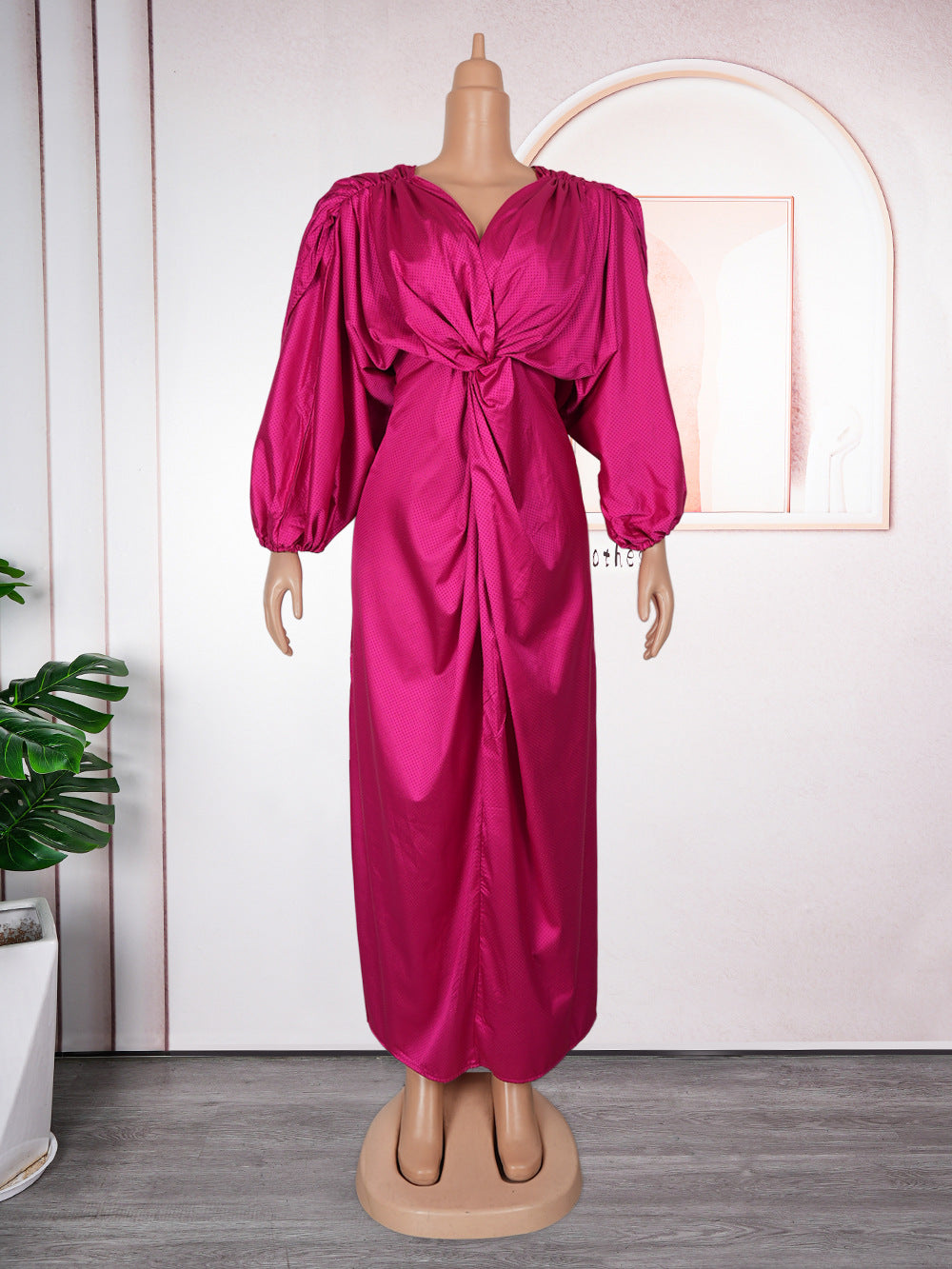 Women's Raglan Sleeve Dress Elegant High Waist Dresses