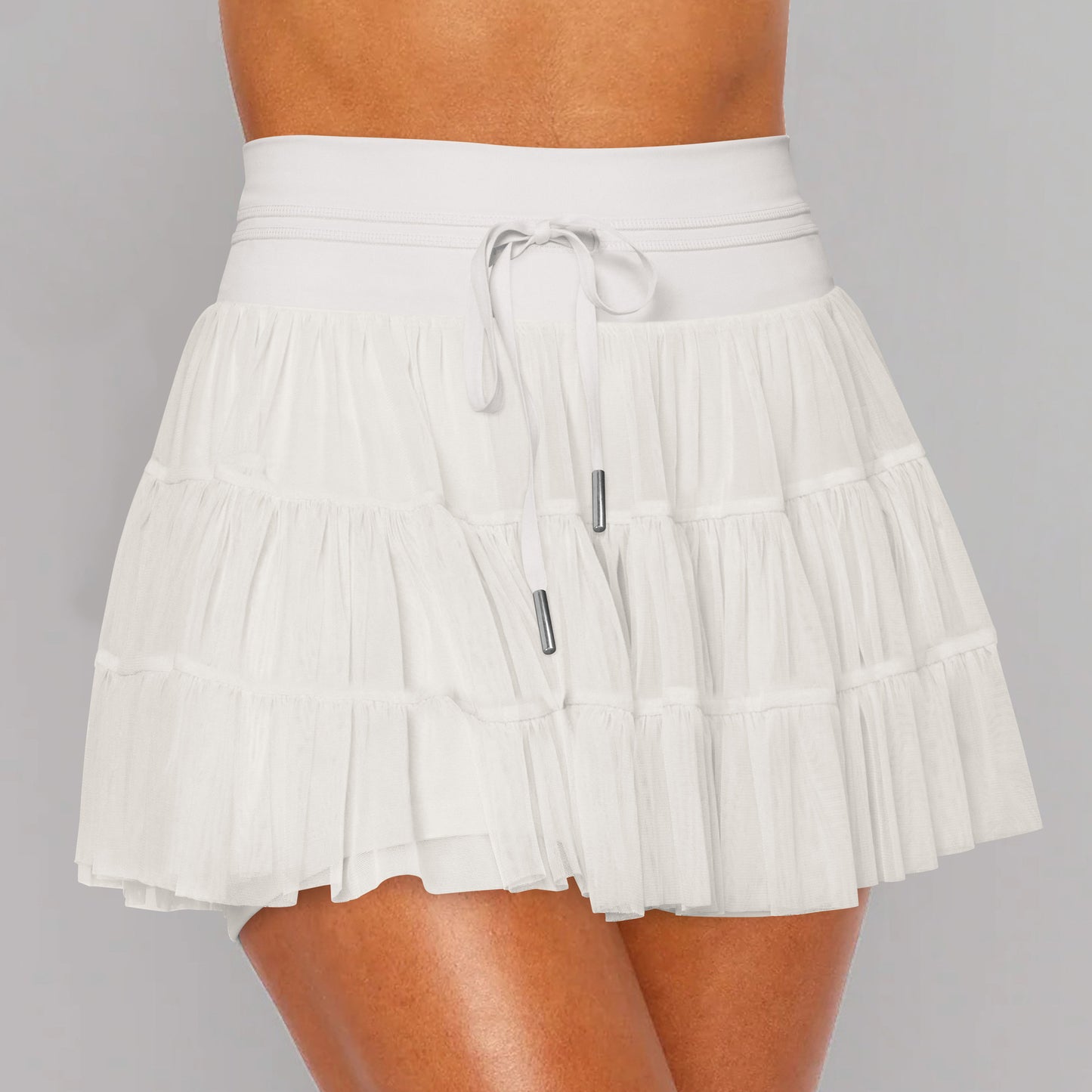 Safety Lace Up Mesh Pleated Summer Skirts
