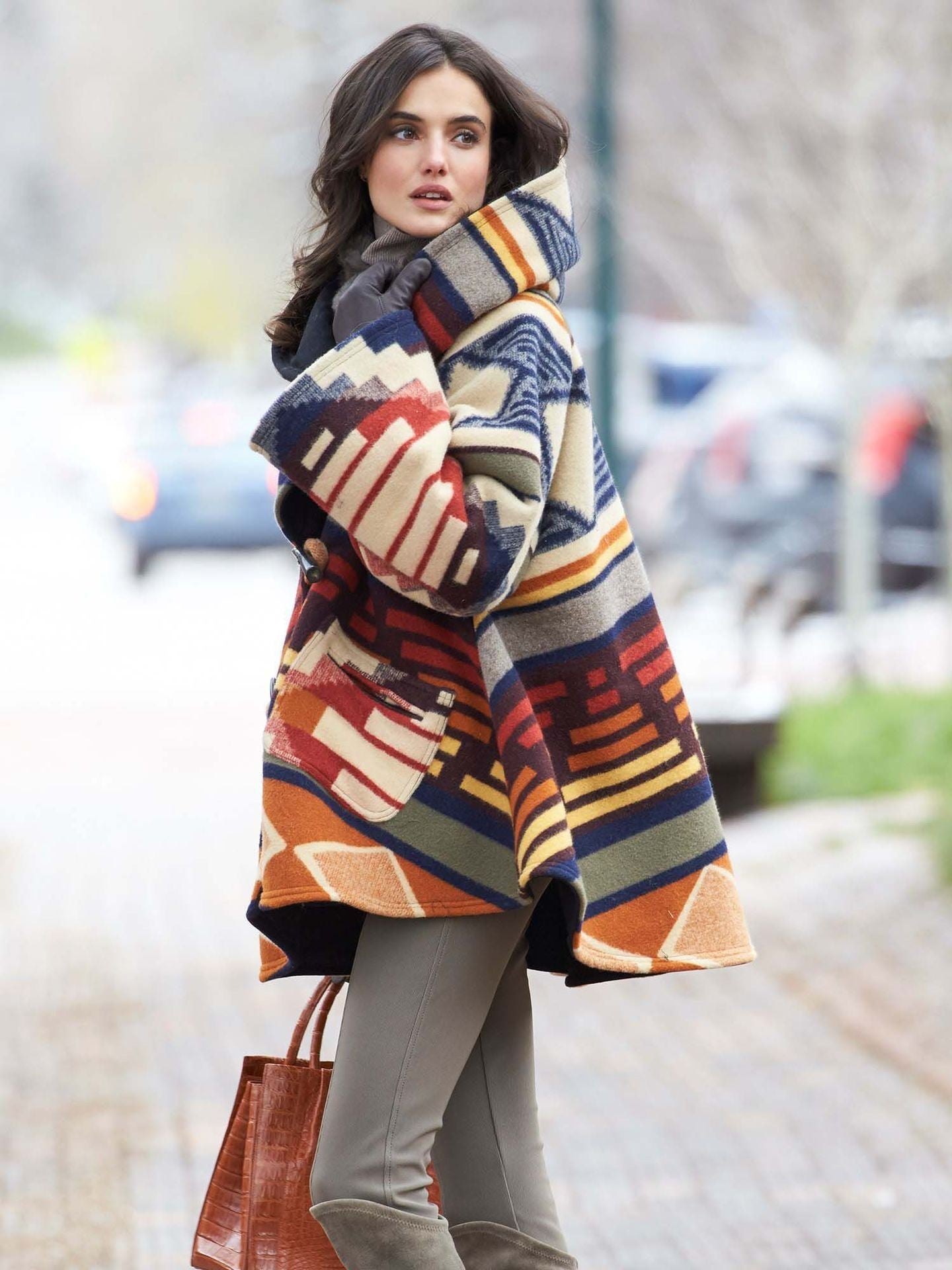 Women's Winter Loose Retro Printed Woolen Colors Coats