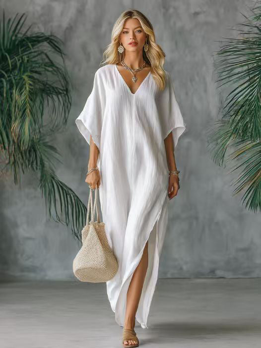 Bohemian Style Loose Batwing Sleeve Side Dress