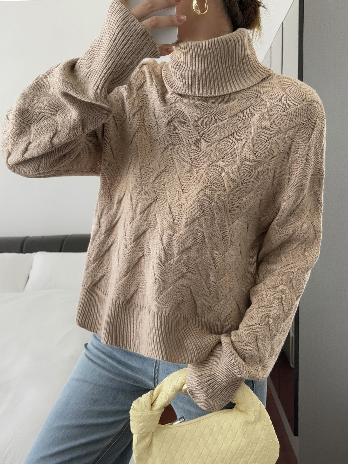 Women's Casual Solid Color Wool Long Sleeve Sweater