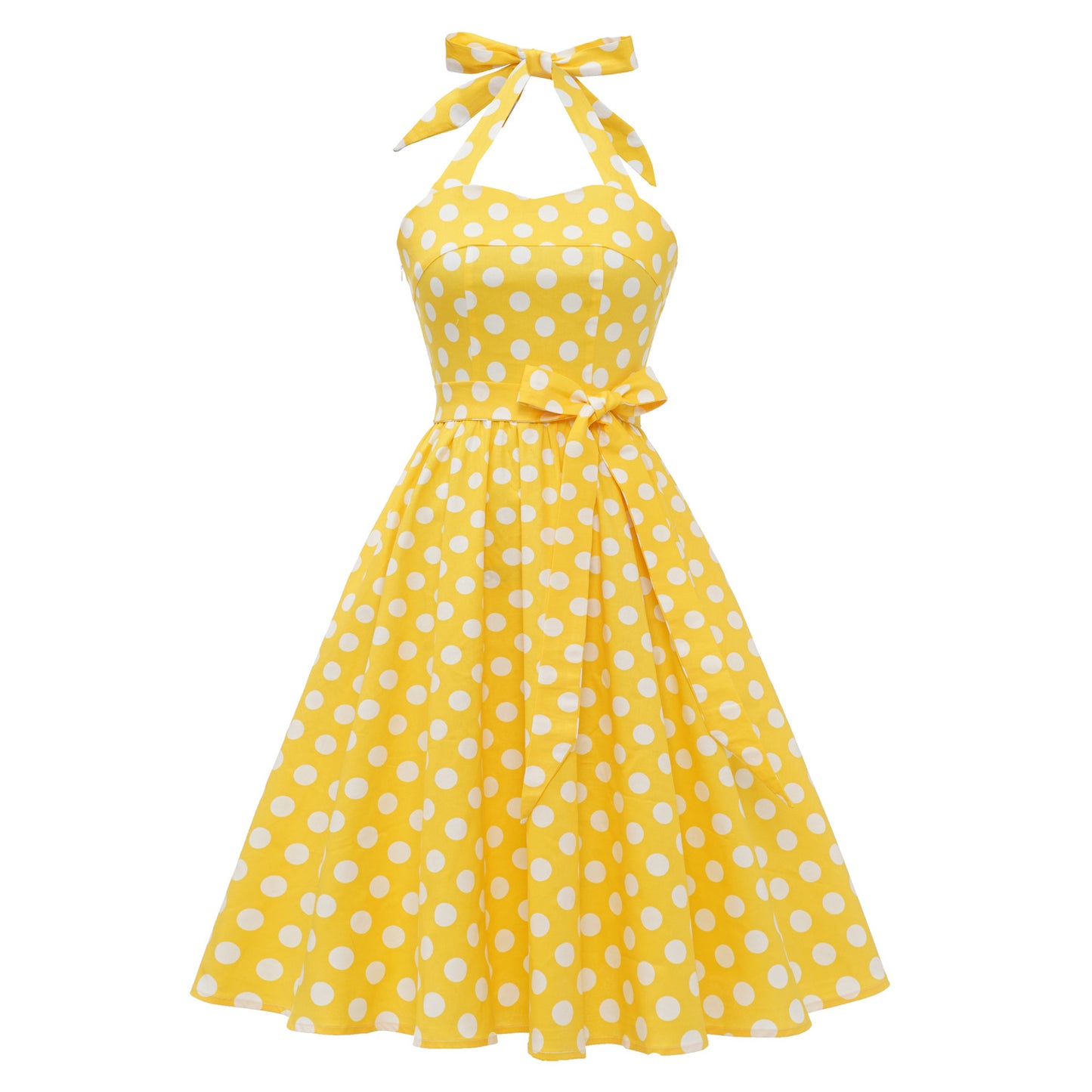 Dots Sexy Lacing Halter Swing Puffy Dress Dresses