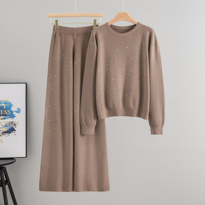 Women's European Goods Starry Rhinestone Long-sleeved Loose Suits