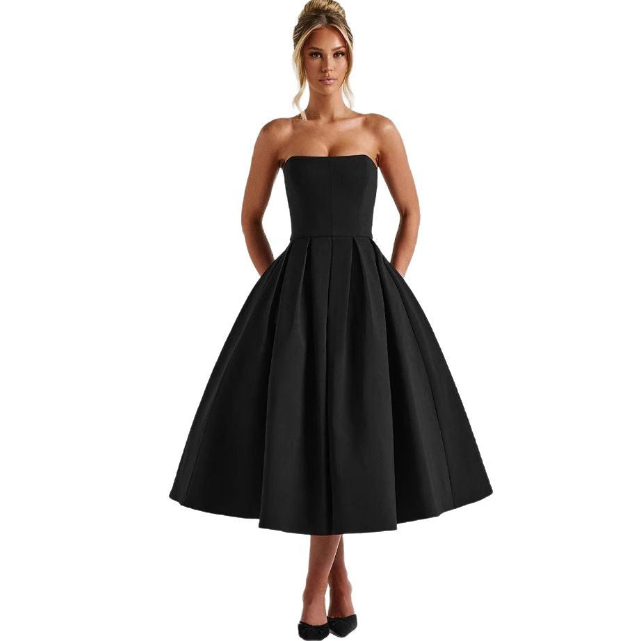 Women's Tube Dress For Summer Elegant Solid Dresses