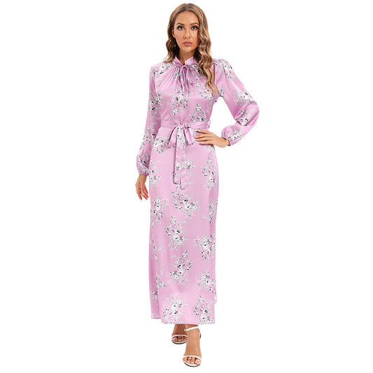 Elegant Dress Sweet Girdle Flower Satin Dresses
