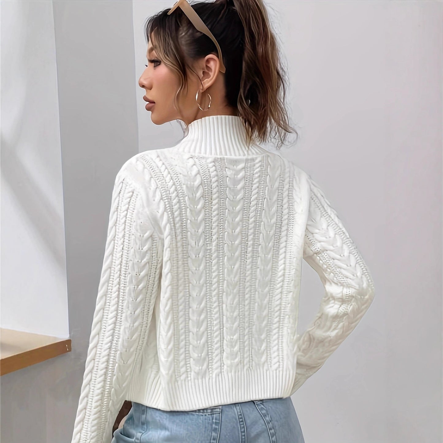 Innovative Women's Zipper Knitted Female Twist Women's Sweater