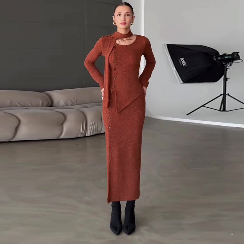 Women's Long Sleeve Slim Fit Slimming Slit Suits