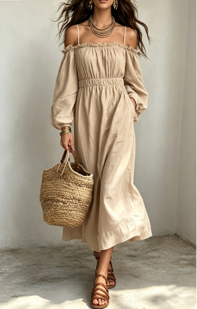 Vacation Style Suspender Stitching Sweet Waist Dress