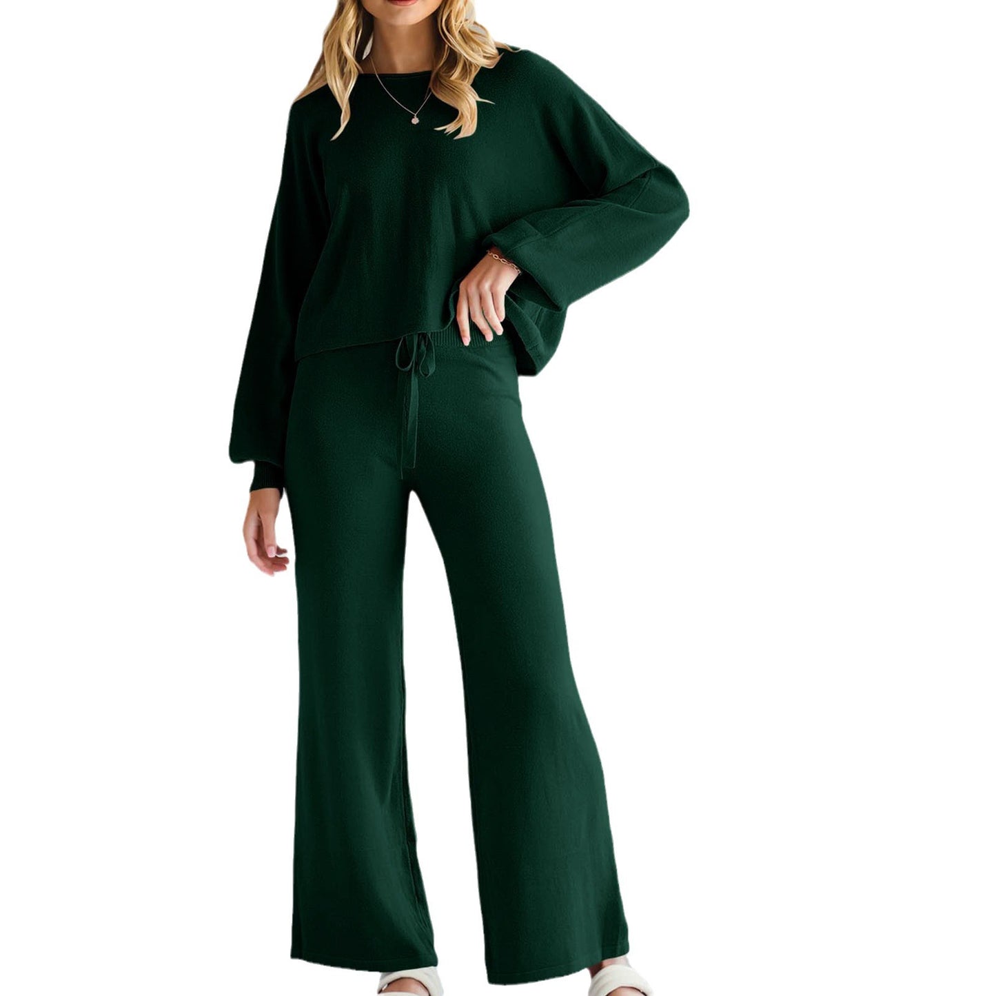 Round Neck Long Sleeve With Drawstring Fashion Casual Suit