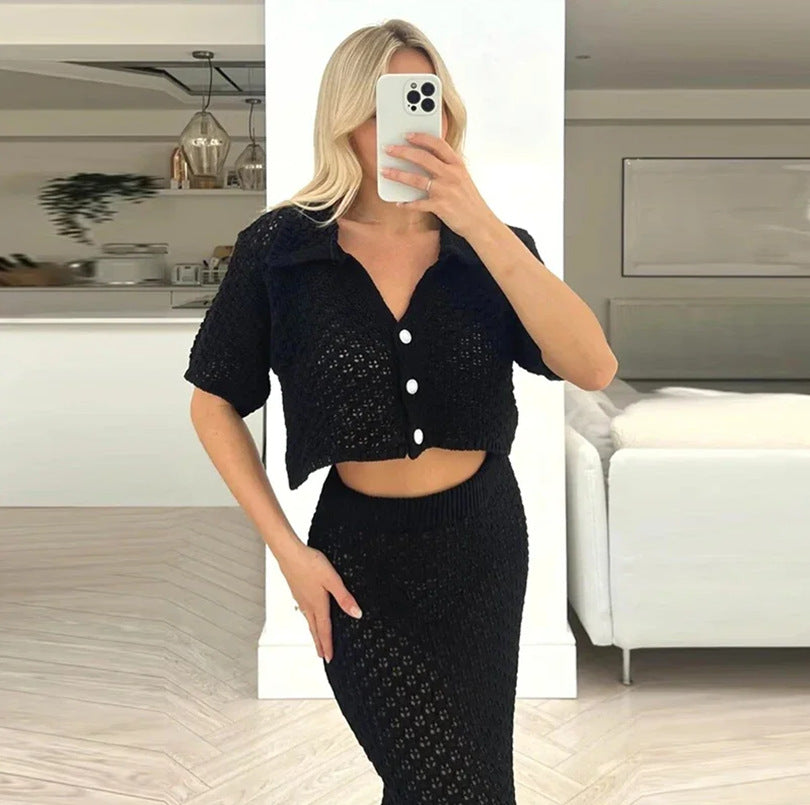 Casual Cool Elegant Knitted Crocheted Buckle Skirts