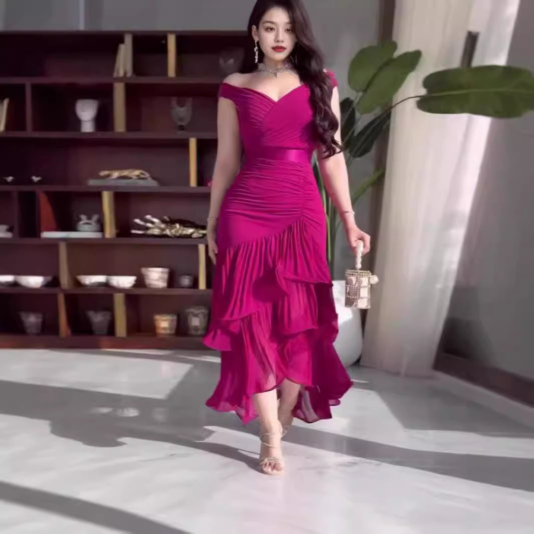 Women's Summer Sweet Style Solid Color Slim Dresses