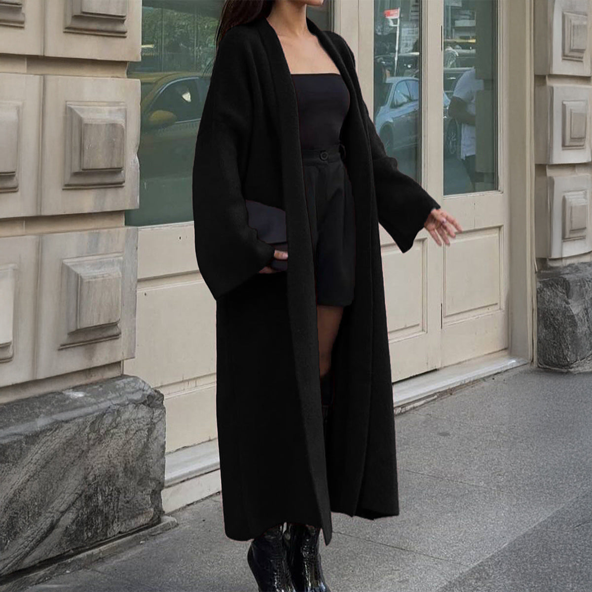 Women's Fashion Long Sleeve Wool Overcoat Trench Sweaters