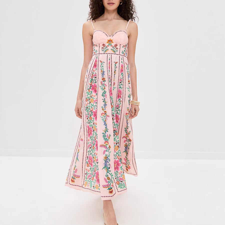 Strap Positioning Printed Dress Vacation Loose Dresses