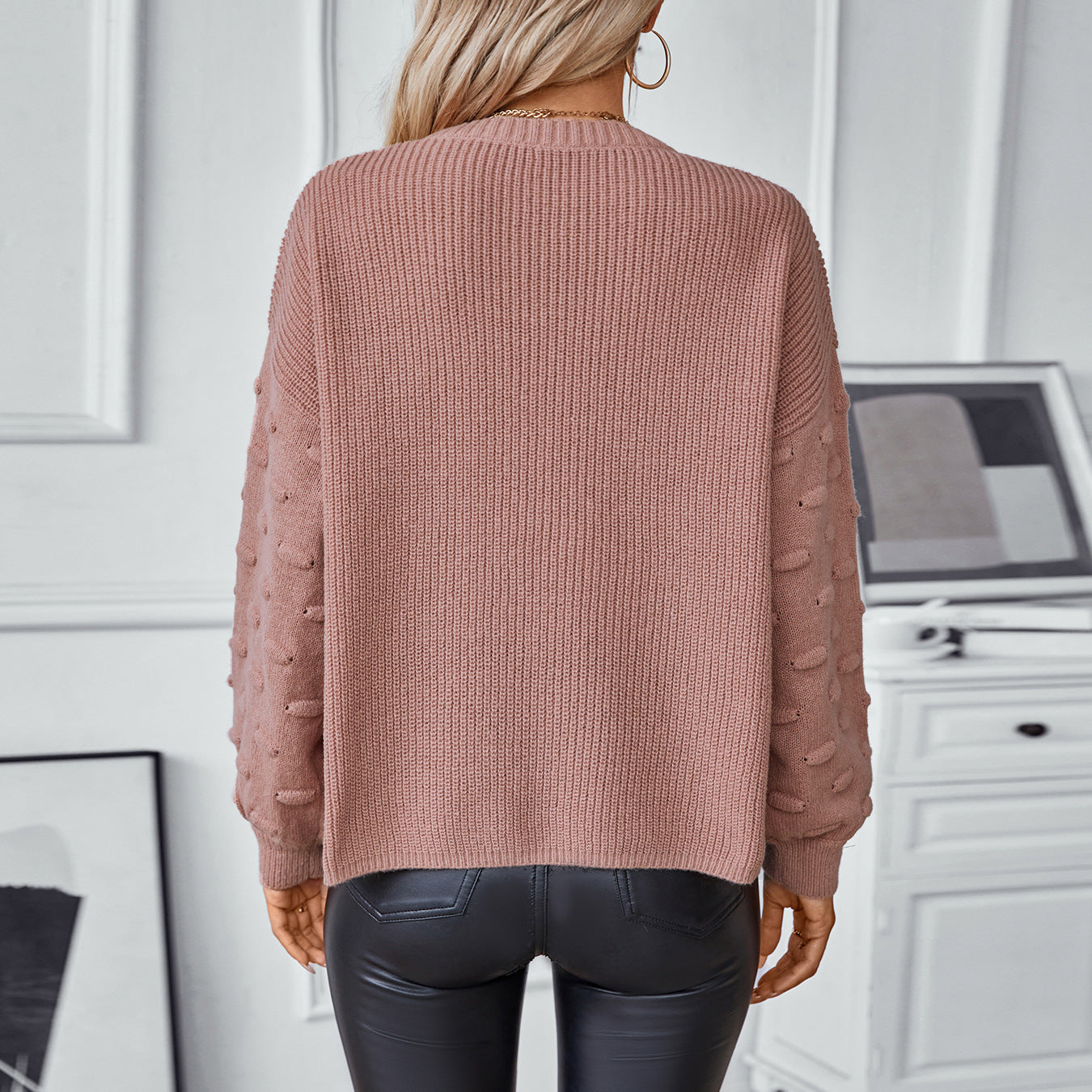 Women's Solid Color Pocket Pullover Knitted Fashion Sweaters