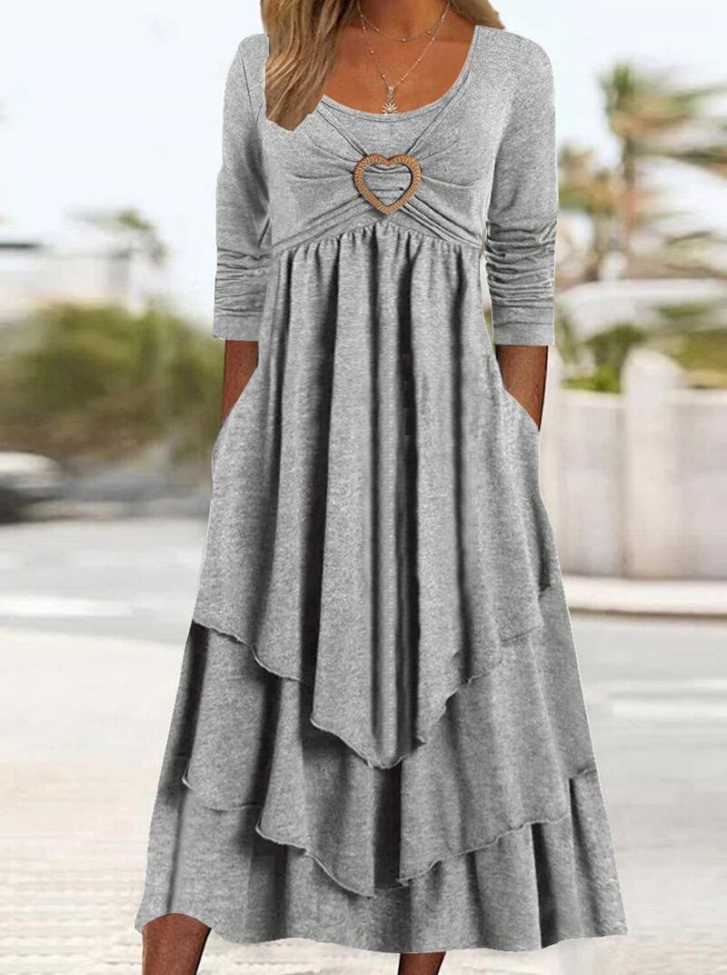 Waist Tight Love Decoration Layer Cake Hem Dresses