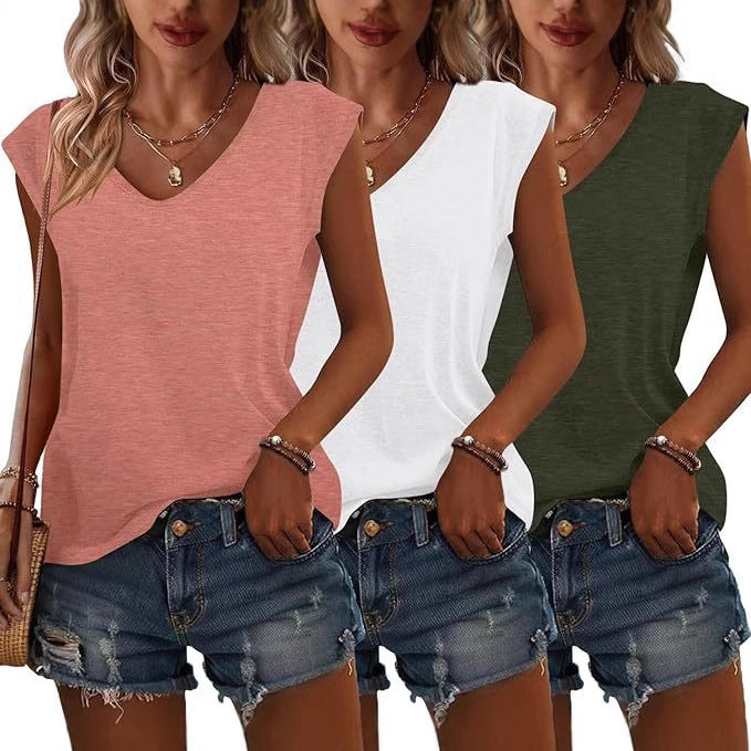 Women's Simple Solid Color Cover Sleeve Loose Blouses